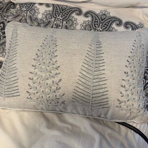 Celerie Elegant Silver and pearls Embroidered Pillow